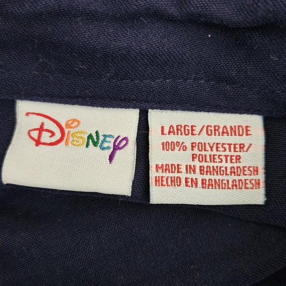 Disney Eeyore Winnie the Pooh Navy Blue Faux Suede Button Down Shirt Women Large - Picture 6 of 7